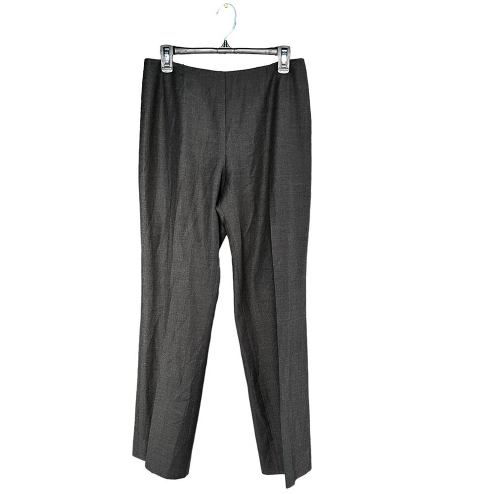 Akris dark grey wool career pants flat front size zip size 10